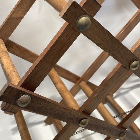 VintageWood & Brass Tack Expanding Wine Rack Table Top 8 Bottle Holder Expands - Picture 2 of 10